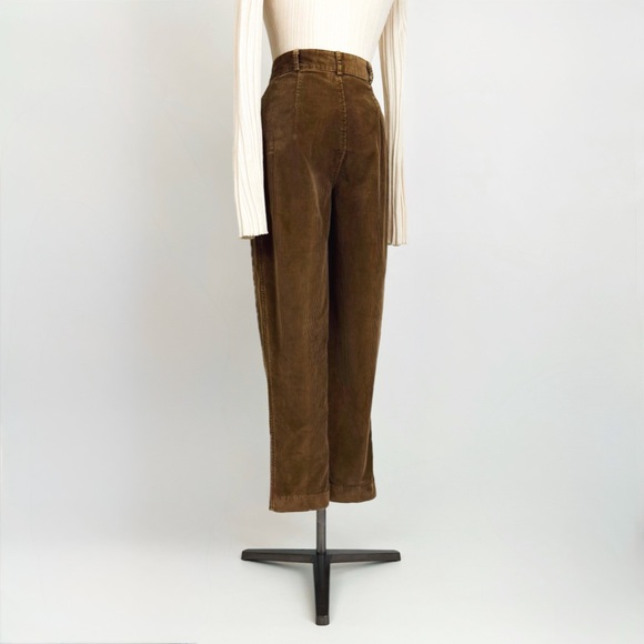 Vintage 90’s Calvin Klein High-Rise Pleated Corduroy Trousers in Brown - Picture 4 of 7